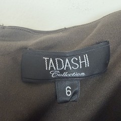 Tadashi Collection Brown Silk Off Shoulder Ruched Bodice Evening Gown Dress 6