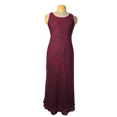 Positive Attitude Burgundy Black Floral Lace Maxi Dress Medium Vtg Gothic Vampy