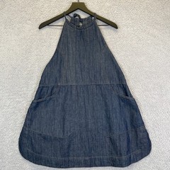 Free People Denim Dress Size XS Dark Wash Blue Jean Big Pockets Halter Dress
