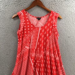 New Directions Asymmetrical Hem A-Line Dress Womens S Red Paisley Sleeveless NEW