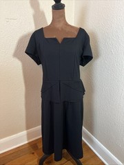 Eloquii Women&rsquo;s Black Short Sleeve Peplum Dress Plus Size 18 LBD, Workwear