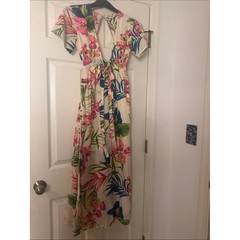 Billabong Floral V-Neck Maxi Dress XS