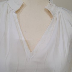 Joy Joy White Tiered V-Neck Ruffle Sleeve Dress