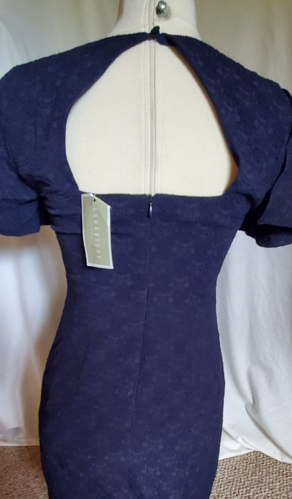 Nanette Lepore Navy Cinched Hem Flutter Sleeve Cocktail Dress Size 4