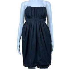 BCBGeneration Y2K Babydoll Strapless Bubble Hem Dress 8 Lace Pleated Coquette
