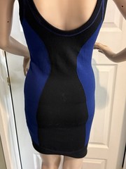 Alexander Wang Dress Bodycon Mini Knit Black Blue XS Wool Blend Sleeveless