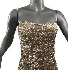 Fashion Nova Gold Sequin Strapless Maxi Dress Back Zip Size M