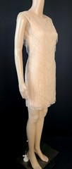 ALICE + OLIVIA Silk Pink Blush Beaded Allover Fringe Open Back Mini Dress Sz 0