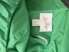 Lilly Pulitzer Green Smocked Puff Sleeve Mini Dress Square Neck Ruffle Size 6