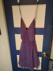 SheIn Blue Red Animal Print V-Neck Adjustable Spaghetti Strap Slip Dress M