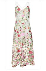NEW Venus Women&rsquo;s Sheer Embroidered White/ Multi Floral Maxi Dress Medium M