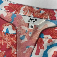 Crown & Ivy Women Size 4 Dress Blue Coral Reef Shift Rayon Light Beach Casual