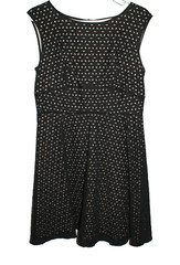 The Loft Ann Taylor Black Lace Overlay Dress Size 8 Beige Midi Mid Calf Length