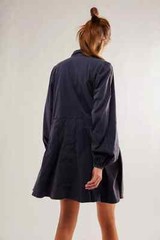 Free People Marvelous Mia Solid Mini Dress Buttondown Babydoll Long Sleeve New M