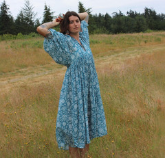 Daughters Of India Kyra Ocean Midi Dress Size L AU 12-14 / US 8-10 Print Boho