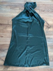 Emery Rose Emerald Green Silky Sleeveless Halter Neck Mini Dress Large