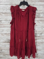 Indigo Rose Dress Womens 2X Plus Burgundy Sleeveless Tiered Ruffle Boho Chic NWT