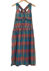 Plaid Sundress Medium Copyright Sleeveless Cotton Lightweight Pockets Summer