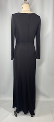 TADASHI Dress SIZE MEDIUM stretch black sparkle long sleeve classic V plunge Y2K