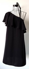 Carolina Belle Montreal Black One Shoulder Shift Dress Ruffle Sided Zip Size 2