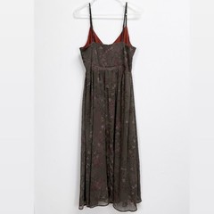 Disturbia Arnora Chiffon Lace Insert Midi Dress Womens US 6 Brown Floral Goth