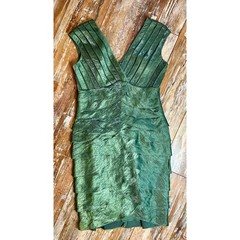 Adrianna Papell Petite Green Metallic Ruffle Sheath Cocktail Dress 6P