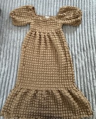 Simply Southern Women’s Brown Smocked Square Neck Puff Sleeve Midi Dress S