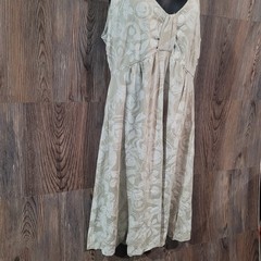 Fresh Produce Sleeveless Knee-Length Dress Sz L Beige Abstract Floral Beach