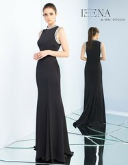 IEENA MAC DUGGAL Black Rhinestone Pearl Embellished Mermaid Trumpet Maxi Gown 4