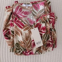 Parisian M&M NWT Tropical Leaf Maxi Dress S 100% Cotton Pink Green Long Slv $158