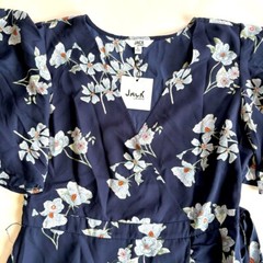 Jack BB Dakota Women&rsquo;s Large Navy Floral Dress Flutter Sleeves Mini Length Belt