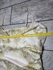 Garage Assimetrical Cowl Neck Satin Ruched Mini Dress Small Slip Floral Club