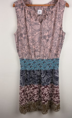 Cabi Dress Women&rsquo;s SZ M Multicolor Paisley Boho Sleeveless Smocked Waist Summer