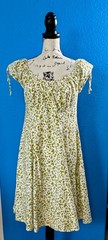 Heart of Haute Dress 1X Plus Ivory Green Leaf Print Cotton Scoop Neck Fit Flare