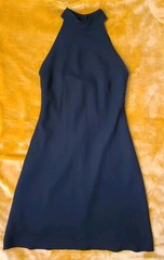 Evan Picone High Neck Open Back Short Black Pull Over Dress 8