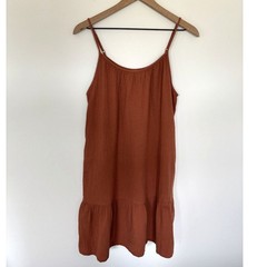 Universal Threads Rust Orange Boho Ruffle Tank Dress With Pockets Size S