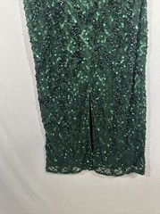 NWT $398 MAC DUGGAL [ 8 ] Sequined Halter Midi Dress in Bottle Green #G1457