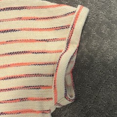 Lou & Grey XL Striped Knit Tunic Top Pink Navy Cream Pocket Short Sleeve Soft