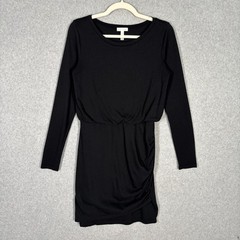 Leith Dress Small Knee Ruched Wrap Jersey Stretch Quiet Comfort Capsule Minimal