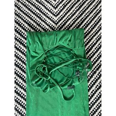 Wild Fable Green Shimmer Lace Up Back Midi Dress XS Emerald Prom Gown NWT