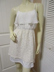 Vintage 90s 80s DEB White Sleeveless A-Line Lace Dress S Fairy Femme Resort Wear
