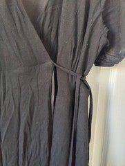 Torrid Size 1 (UK 18) Black Wrap Dress Midi Dip Hem Lace Goth Alt
