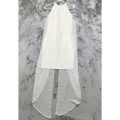 Venus Dress Womens 4 White Chiffon Overlay Sleeveless Halter Bandage Stretch