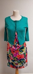 Ascot Shift Multicoloured Sleeveless Dress Size 10 Uk