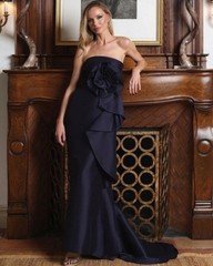 Muse by Marchesa Mikado 3D Rosette Running Side Ruffle Fit And Flare Gown Size 4
