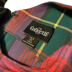Collectif London Vintage 1950s Tartan Plaid Midi Dress Pockets Size US 4
