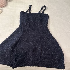 Etcetera Navy Blue Textured Mini Dress With Adjustable Or Removable Straps