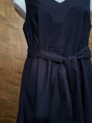 Anne Klein Sleeveless Border Print Midi Dress Womens 10 Navy & White A-Line NWT