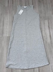 NINE WEST Gray Heather Size Medium Stretch Ribbed Sleeveless Dress New With Tag