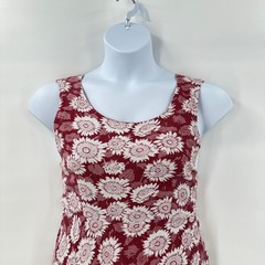 Boho Floral Open Back Mini Dres Large Festival Cottagecore Red Ivory Romantic